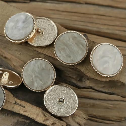 12 Stück 15–25 mm runde Muschelimitat-Dekoknöpfe, modische Kleidung, hochwertige Metallknöpfe, Nähzubehör, N399, Antik-Zink, 18 mm von YFSHC