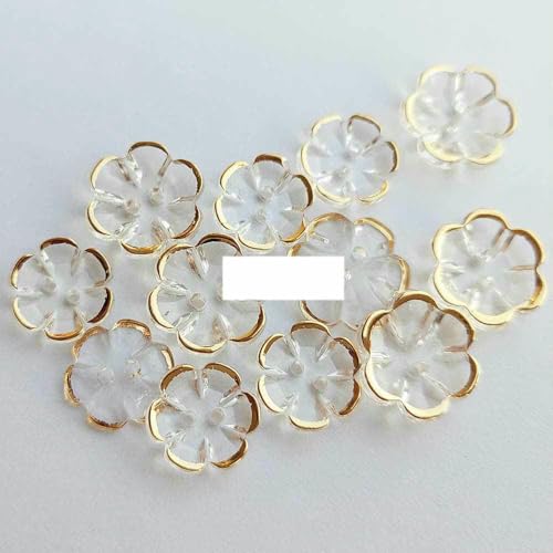 13,0 mm/15 mm, 2 Löcher, goldfarbene/silberne seitliche Kristallknöpfe zum Basteln, Blumenform, dekorative Acrylknöpfe, A0104-005, Goldrand, 12,7 mm, 50 Stück 13,0 mm/15 mm, 2 Löcher, goldfarbene/silberne seitliche Kristallknöpfe zum Basteln, Blumenform, dekorative Acrylknöpfe, A0104-005, Goldrand, 12,7 mm, 50 Stück von YFSHC
