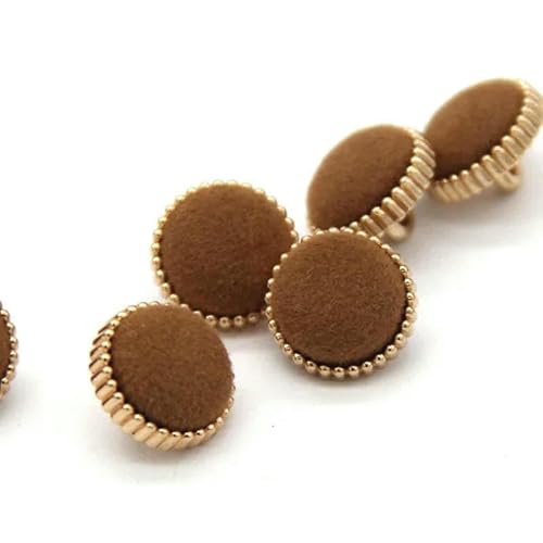13,0 mm kleine Stoffknöpfe mit Metallschaft für Kleidung, Damen, Winterbluse, Mantel, Pullover, dekoratives Nähzubehör, Braun, 13,0 mm, 10 Stück 13,0 mm kleine Stoffknöpfe mit Metallschaft für Kleidung, Damen, Winterbluse, Mantel, Pullover, dekoratives Nähzubehör, Braun, 13,0 mm, 10 Stück von YFSHC