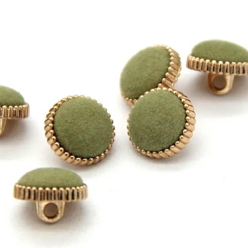 13,0 mm kleine Stoffknöpfe mit Metallschaft für Kleidung, Damen, Winterbluse, Mantel, Pullover, dekoratives Nähzubehör, Grün, 13,0 mm, 10 Stück 13,0 mm kleine Stoffknöpfe mit Metallschaft für Kleidung, Damen, Winterbluse, Mantel, Pullover, dekoratives Nähzubehör, Grün, 13,0 mm, 10 Stück von YFSHC