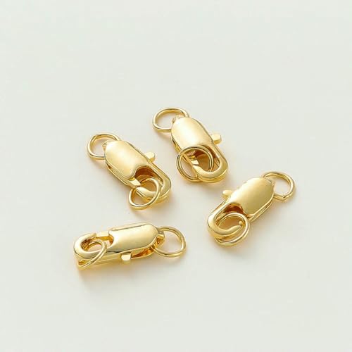 14K/18K vergoldetes Messing, 10 Stück Karabinerverschluss mit 20 Stück offenen Biegeringen, DIY-Befundungssets, Verbinder für die Herstellung von Armbändern und Schmuck – 18K Gold – 14,0 14K/18K vergoldetes Messing, 10 Stück Karabinerverschluss mit 20 Stück offenen Biegeringen, DIY-Befundungssets, Verbinder für die Herstellung von Armbändern und Schmuck – 18K Gold – 14,0 von YFSHC