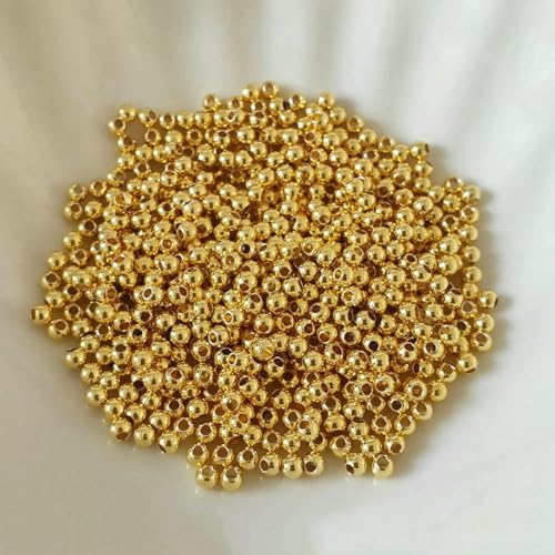 14k/18k Echt vergoldete 2-6mm Runde Spacer Perle zur Schmuckherstellung,Perlen für Armbänder,Trennperlen DIY Schmuckzubehör-18k Echt vergoldet-2mm-100 Stück 14k/18k Echt vergoldete 2-6mm Runde Spacer Perle zur Schmuckherstellung,Perlen für Armbänder,Trennperlen DIY Schmuckzubehör-18k Echt vergoldet-2mm-100 Stück von YFSHC