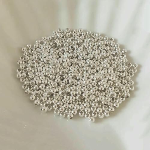 14k/18k Echt vergoldete 2-6mm runde Spacer Perle zur Schmuckherstellung,Perlen für Armbänder,Trennperlen DIY Schmuckzubehör-versilbert-2,5mm-100Stk 14k/18k Echt vergoldete 2-6mm runde Spacer Perle zur Schmuckherstellung,Perlen für Armbänder,Trennperlen DIY Schmuckzubehör-versilbert-2,5mm-100Stk von YFSHC