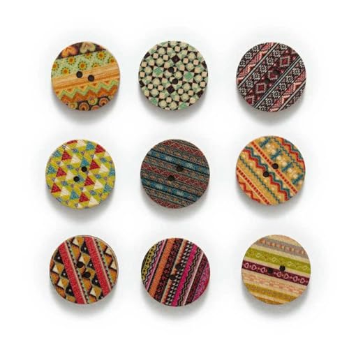 15–25 mm, 50/100 Stück, Holzknöpfe im Retro-Stil, Handarbeit, Nähen, Sammelalbum, Kleidung, Basteln, Zubehör, Karte, handgefertigte Dekoration, Gitter, 23,0 mm von YFSHC