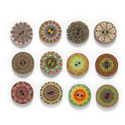 15–25 mm, 50/100 Stück Holzknöpfe im Retro-Stil, Handarbeit, Nähen, Sammelalbum, Kleidung, Basteln, Zubehör, Karte, handgefertigte Dekoration, Retro D-23,0 mm von YFSHC