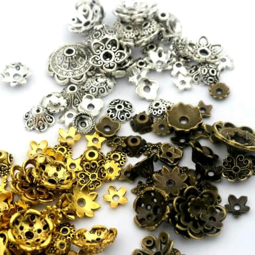 150 Stück gemischte tibetische Antik-Silber-Blumenperlen-Endkappen für die Schmuckherstellung, Handarbeiten, DIY-Zubehör, dreifarbig gemischt 150 Stück gemischte tibetische Antik-Silber-Blumenperlen-Endkappen für die Schmuckherstellung, Handarbeiten, DIY-Zubehör, dreifarbig gemischt von YFSHC