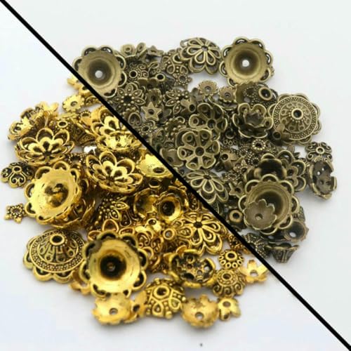 150 Stück gemischte tibetische Antik-Silber-Blumenperlen-Endkappen für die Schmuckherstellung, Handarbeiten, DIY-Zubehör, zweifarbig gemischt_a 150 Stück gemischte tibetische Antik-Silber-Blumenperlen-Endkappen für die Schmuckherstellung, Handarbeiten, DIY-Zubehör, zweifarbig gemischt_a von YFSHC