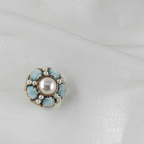 18/21/25 mm, umwickelte handgefertigte Kunstperlen-Ösenknöpfe für Kleidung, elegantes Blumendesign, Metall, modisches Dekor, zum Aufnähen, blau, 18 mm, 6 Stück 18/21/25 mm, umwickelte handgefertigte Kunstperlen-Ösenknöpfe für Kleidung, elegantes Blumendesign, Metall, modisches Dekor, zum Aufnähen, blau, 18 mm, 6 Stück von YFSHC