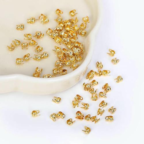 18 Karat vergoldete Kugelketten-Endverbinder, Quetschperlen-Spitzen-Knotenabdeckung für Schmuckverbinder, Clip-Verschluss, Beschläge, Komponenten – 18 Karat echt vergoldet – 50 Stück 18 Karat vergoldete Kugelketten-Endverbinder, Quetschperlen-Spitzen-Knotenabdeckung für Schmuckverbinder, Clip-Verschluss, Beschläge, Komponenten – 18 Karat echt vergoldet – 50 Stück von YFSHC
