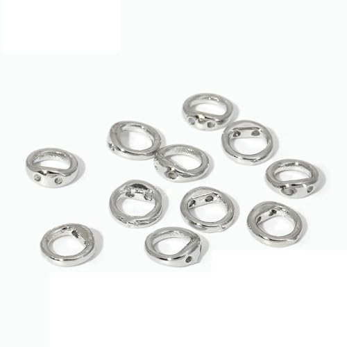 18 Karat vergoldete Messing-Doppelloch-Verbindungsringe, Endperlenspitze, für Schmuckherstellung, DIY-Perlenarmband, Halskettenzubehör, rhodiniert, 20 Stück von YFSHC