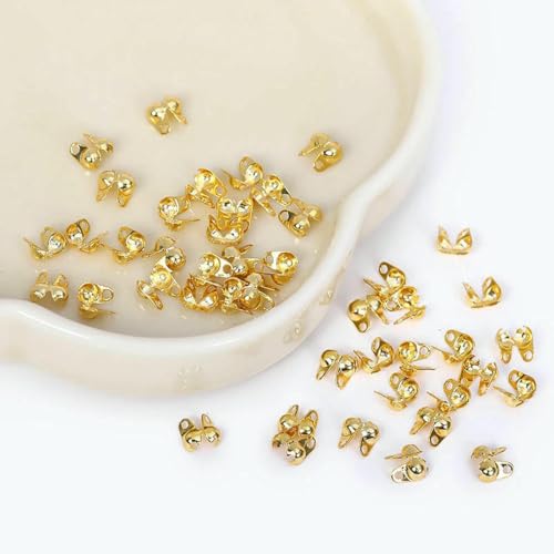 18 Karat vergoldeter Kugelketten-Endverbinder, Quetschperlenspitze, Knotenabdeckung für Schmuckverbinder, Clipverschluss, Beschläge, Komponenten – 18 Karat echt vergoldet_a – 100 Stück 18 Karat vergoldeter Kugelketten-Endverbinder, Quetschperlenspitze, Knotenabdeckung für Schmuckverbinder, Clipverschluss, Beschläge, Komponenten – 18 Karat echt vergoldet_a – 100 Stück von YFSHC