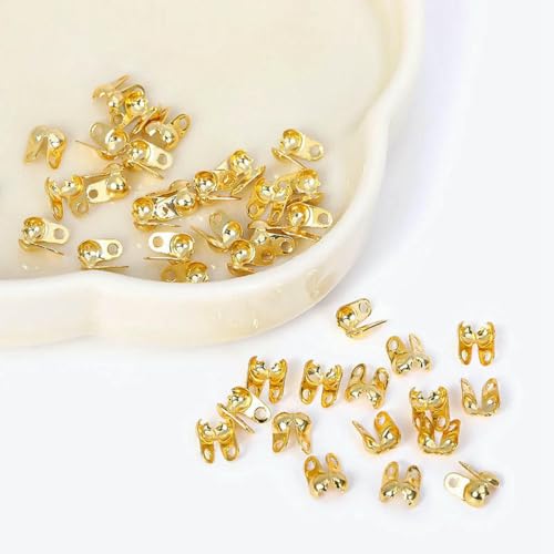 18 Karat vergoldeter Kugelketten-Endverbinder, Quetschperlenspitze, Knotenabdeckung für Schmuckverbinder, Clipverschluss, Beschläge, Komponenten – 18 Karat echt vergoldet_b – 100 Stück 18 Karat vergoldeter Kugelketten-Endverbinder, Quetschperlenspitze, Knotenabdeckung für Schmuckverbinder, Clipverschluss, Beschläge, Komponenten – 18 Karat echt vergoldet_b – 100 Stück von YFSHC