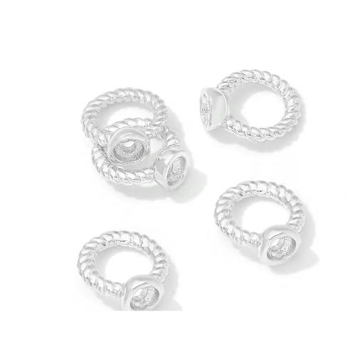 18 Karat vergoldetes Messing, 4,0 mm, Muschelperlenspitze, Crimp-Enden mit Schlaufen-Quetschperlen für DIY-Halsketten, Schmuckherstellungszubehör - versilbert_b-10 Stück von YFSHC