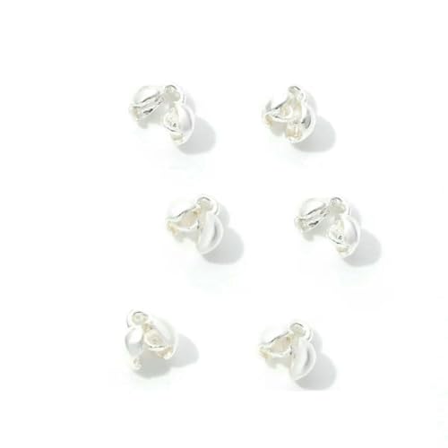 18 Karat vergoldetes Messing, 4,0 mm, Muschelperlenspitze, Crimp-Enden mit Schlaufen-Quetschperlen für DIY-Halsketten, Schmuckherstellungszubehör - versilbert_c - 10 Stück von YFSHC