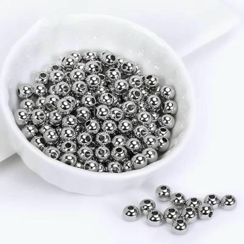 18K Vergoldete Spacer-Perlen zur Schmuckherstellung, Perlentrenner für Armbänder, Runde Metallperlen, DIY-Perlenzubehör-Rhodium plattiert-5mm- 20 Stück 18K Vergoldete Spacer-Perlen zur Schmuckherstellung, Perlentrenner für Armbänder, Runde Metallperlen, DIY-Perlenzubehör-Rhodium plattiert-5mm- 20 Stück von YFSHC