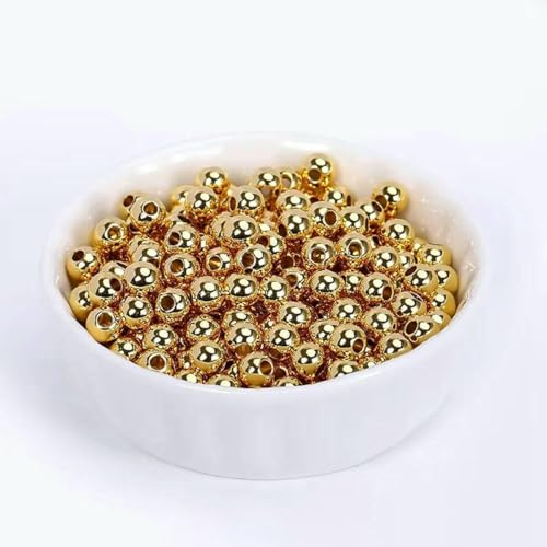 18K vergoldete Spacer-Perlen zur Schmuckherstellung, Perlentrenner für Armbänder, runde Metallperlen, DIY-Perlenzubehör-18K Echtgold plattiert-4,0mm- 50 Stück 18K vergoldete Spacer-Perlen zur Schmuckherstellung, Perlentrenner für Armbänder, runde Metallperlen, DIY-Perlenzubehör-18K Echtgold plattiert-4,0mm- 50 Stück von YFSHC