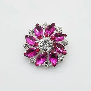 2 Stück 28 mm Blumenform Metall glänzende Strass-Glasknöpfe DIY Nähen dekoratives Bekleidungszubehör-15 von YFSHC