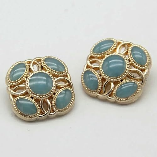 20/23,0 mm Vintage Damenmantel Metall Ausgefallene Knöpfe für Kleidung Anzug Blazer Weiß Schwarz Rosa Blau Dekorative Handarbeit DIY Handwerk-Blau-20 mm 6 Stück von YFSHC