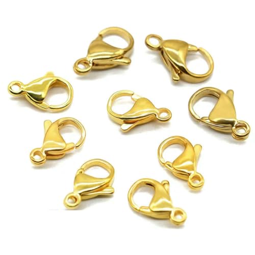 20/50 Stück Edelstahl vergoldete Karabinerverschlüsse für Armband, Halskette, Kette, DIY-Schmuckherstellung, Zubehör, Gold, 11 mm, 20 Stück von YFSHC