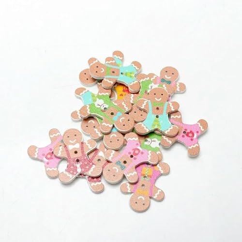 20 Stück/Packung Mix Weihnachten Dekorative Holzknöpfe DIY 2 Löcher Handgefertigt Scrapbooking Für Bastelbedarf Nähzubehör-MT1623 von YFSHC