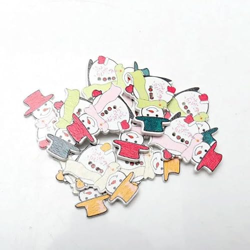 20 Stück/Packung Mix Weihnachten Dekorative Holzknöpfe DIY 2 Löcher Handgefertigt Scrapbooking Für Bastelbedarf Nähzubehör-MT1627 von YFSHC