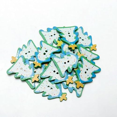 20 Stück/Packung Mix Weihnachten Dekorative Holzknöpfe DIY 2 Löcher Handgefertigt Scrapbooking Für Bastelbedarf Nähzubehör-MT245 von YFSHC