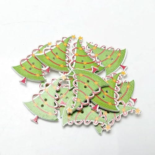 20 Stück/Packung Mix Weihnachten Dekorative Holzknöpfe DIY 2 Löcher Handgefertigt Scrapbooking Für Bastelbedarf Nähzubehör-MT315 von YFSHC