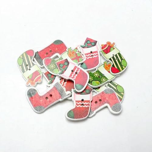 20 Stück/Packung Mix Weihnachten Dekorative Holzknöpfe DIY 2 Löcher Handgefertigt Scrapbooking Für Bastelbedarf Nähzubehör-MT847 von YFSHC