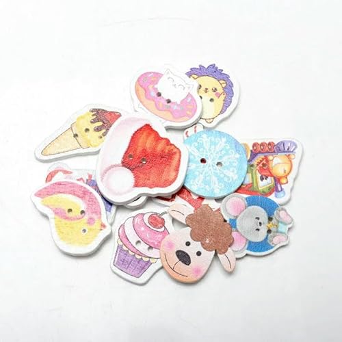 20 Stück/Packung Mix Weihnachten Dekorative Holzknöpfe DIY 2 Löcher Handgefertigt Scrapbooking Für Bastelbedarf Nähzubehör-MZ355 von YFSHC