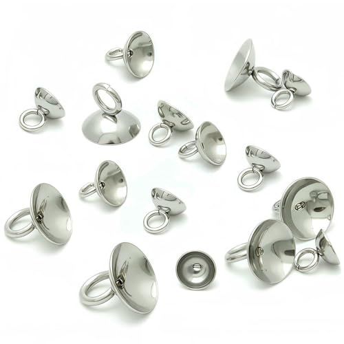 20 Stück Edelstahl-Anhängerhalter, Perlen, Endkappen, Verschluss, Charms, Verbinder, 4/6/8/10 mm, für Perlenkappen, DIY-Schmuckherstellung, Erkenntnisse, Stahlfarbe, 10 mm 20 Stück Edelstahl-Anhängerhalter, Perlen, Endkappen, Verschluss, Charms, Verbinder, 4/6/8/10 mm, für Perlenkappen, DIY-Schmuckherstellung, Erkenntnisse, Stahlfarbe, 10 mm von YFSHC
