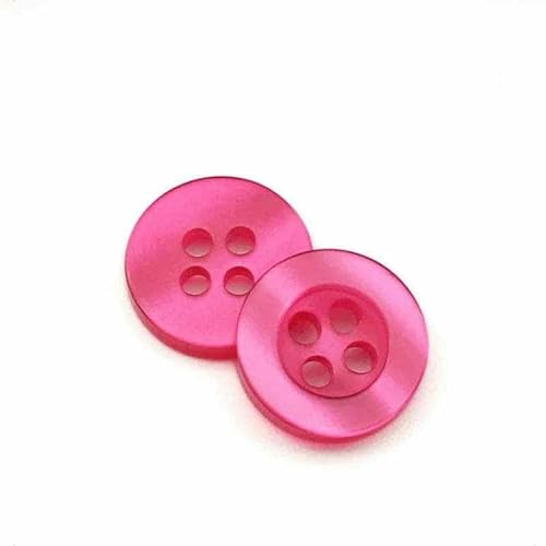 20 bis 150 Stück, 2,6 mm, perlmuttartiger Knopf aus Kunstharz, echte Wellpappe, vier Ösen, breitkrempiger Perlmuttknopf, farbiges Hemdfutter, Rosarot, 50 Stück von YFSHC