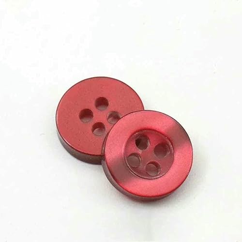 20 bis 150 Stück, 2,6 mm, perlmuttartiger Knopf aus Kunstharz, echte Wellpappe, vier Ösen, breitkrempiger Perlmuttknopf, farbiges Hemdfutter, Weinrot, 100 Stück von YFSHC