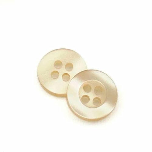 20 bis 150 Stück, 2,6 mm, perlmuttfarbener Knopf aus Kunstharz, echter Wellpappe, vier Ösen, breitkrempiger Perlmuttknopf, farbiges Hemdfutter, Beige, 20 Stück von YFSHC