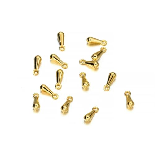 200 Stück/Los 2 x 7 3 x 9 mm Goldkupfer-Wassertropfen-Endperlen für DIY-Verlängerungskette, Anhänger, Schmuckherstellung, Zubehör-Gold-2 x 7 mm von YFSHC