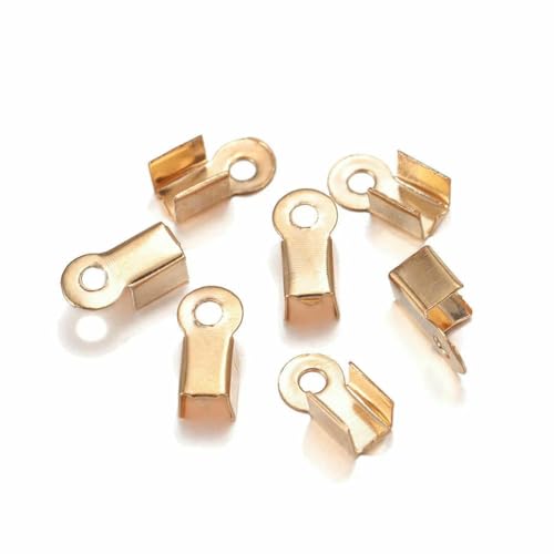 200 Stück/Los Cove-Verschlüsse, Kordel-Endkappen, Schnurband, Lederclip, Spitze, Falt-Quetschperlen-Verbinder für Schmuckherstellung, DIY-Zubehör, KC Gold, 3 x 6 mm 200 Stück/Los Cove-Verschlüsse, Kordel-Endkappen, Schnurband, Lederclip, Spitze, Falt-Quetschperlen-Verbinder für Schmuckherstellung, DIY-Zubehör, KC Gold, 3 x 6 mm von YFSHC