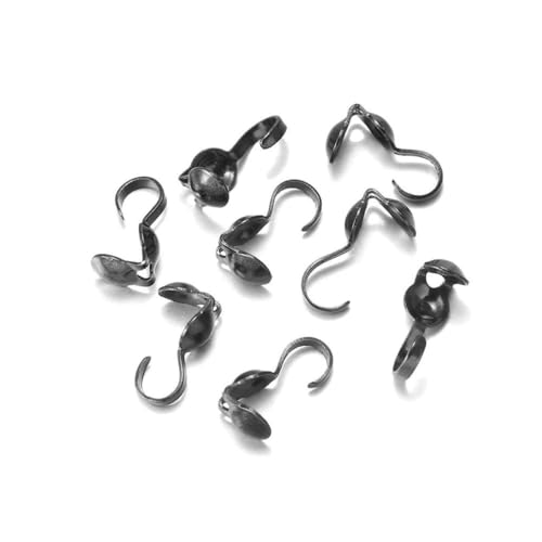 200 Stück 4,0 mm Kalotten-Kräuselperlen, Hohlverschlüsse, Haken, Kordel-Endkappen, Schnur-Kugelketten-Verbinder für die Herstellung von DIY-Schmuckstücken, Gun Black von YFSHC