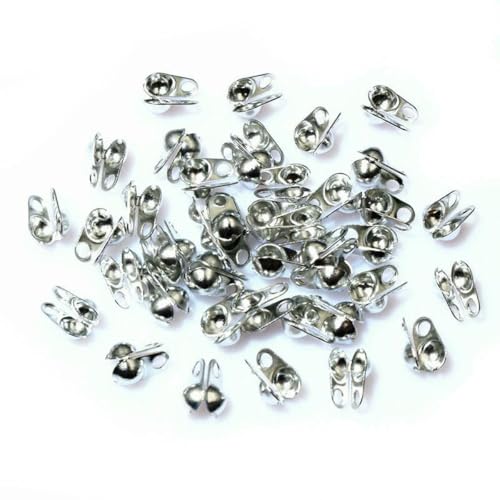 200 Stück Passend für 1,5/2/2,4/3,2 mm Kugelkette Kalotte End Crimp Beads Verbindungskomponenten für DIY Schmuckherstellung Zubehör Befunde-Rhodium-3,2 mm von YFSHC