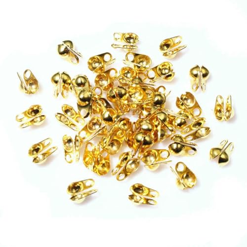 200 Stück Passend für 1,5/2/2,4/3,2 mm Kugelkette Kalottenende Quetschperlen Verbindungskomponenten für DIY-Schmuckherstellung Zubehör Befunde-Gold-3,2 mm von YFSHC