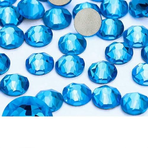 2088 Nicht-Hotfix-DIY-Kristall-Nagelkunst-Dekorationen, 8 große und 8 kleine Strass-Strasssteine, flache Rückseite, zum Aufkleben auf Nägel für Nagelkunst, Capriblau, SS16 von YFSHC