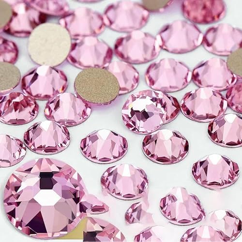 2088 Nicht-Hotfix-DIY-Kristall-Nagelkunst-Dekorationen, 8 große und 8 kleine Strass-Strasssteine, flache Rückseite, zum Aufkleben auf Nägel für Nagelkunst, Hellrosa, SS20, von YFSHC