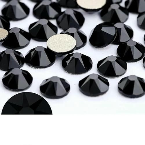 2088 Nicht-Hotfix-DIY-Kristall-Nagelkunst-Dekorationen, 8 große und 8 kleine Strass-Strasssteine, flache Rückseite, zum Aufkleben auf Nägel für Nagelkunst, Jet-SS20, 1440 von YFSHC