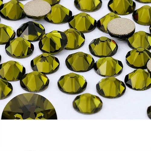 2088 Nicht-Hotfix-DIY-Kristall-Nagelkunst-Dekorationen, 8 große und 8 kleine Strass-Strasssteine, flache Rückseite, zum Aufkleben auf Nägel für Nagelkunst, Olivin, SS30, 2 2088 Nicht-Hotfix-DIY-Kristall-Nagelkunst-Dekorationen, 8 große und 8 kleine Strass-Strasssteine, flache Rückseite, zum Aufkleben auf Nägel für Nagelkunst, Olivin, SS30, 2 von YFSHC
