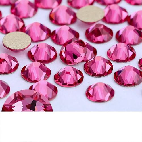 2088 Nicht-Hotfix-DIY-Kristall-Nagelkunst-Dekorationen, 8 große und 8 kleine Strass-Strasssteine, flache Rückseite, zum Aufkleben auf Nägel für Nagelkunst, Rose, SS20, 144 von YFSHC