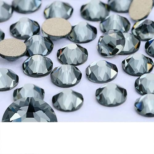 2088 Nicht-Hotfix-DIY-Kristall-Nagelkunst-Dekorationen, 8 große und 8 kleine Strass-Strasssteine, flache Rückseite, zum Aufkleben auf Nägel für Nagelkunst, Schwarzer Diama von YFSHC