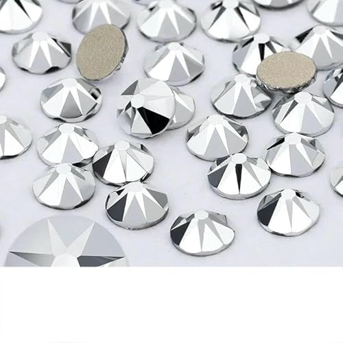 2088 Nicht-Hotfix-DIY-Kristall-Nagelkunst-Dekorationen, 8 große und 8 kleine Strass-Strasssteine, flache Rückseite, zum Aufkleben auf Nägel für Nagelkunst, Silber, SS30, 2 von YFSHC