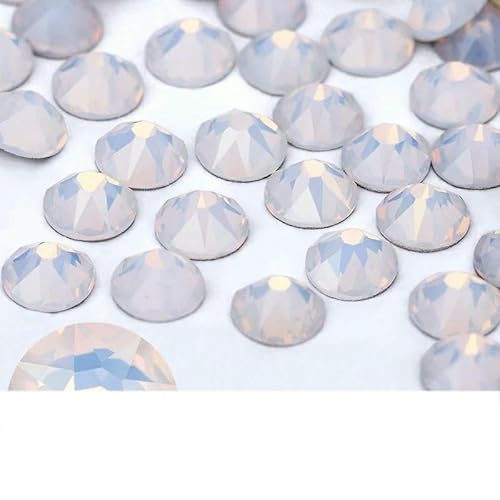 2088 Nicht-Hotfix-DIY-Kristall-Nagelkunst-Dekorationen, 8 große und 8 kleine Strass-Strasssteine, flache Rückseite, zum Aufkleben auf Nägel für Nagelkunst, Weißer Opal, SS von YFSHC