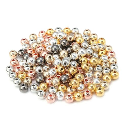 3–14,0 mm runde Abstandsperlen CCB, goldfarben, silberfarben, glatte, lose Kugelperlen für Armbänder, DIY-Schmuckherstellung, Zubehör, Mix, 10 mm, 100 Stück von YFSHC