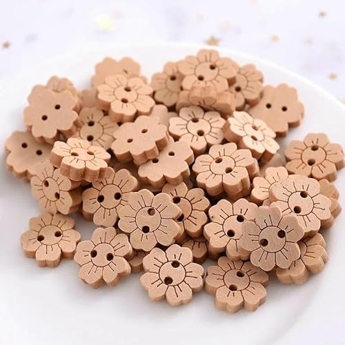 30/50 Stück 2 Löcher Herz Holzknöpfe Süße natürliche Farbe Nähen Kleidung Knopf Scrapbooking Kleidungsstück DIY Bekleidungszubehör-A02-50 Stück von YFSHC