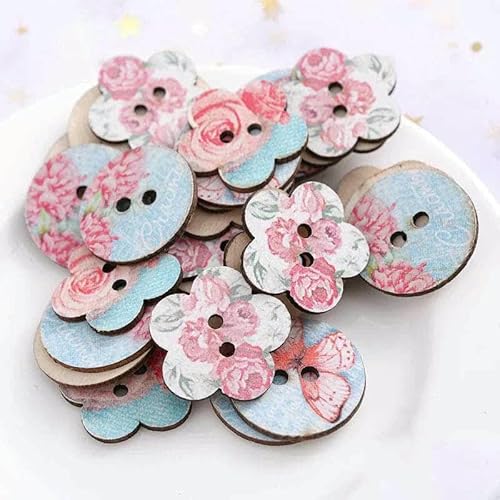 30/50 Stück 2 Löcher Herz Holzknöpfe Süße natürliche Farbe Nähen Kleidung Knopf Scrapbooking Kleidungsstück DIY Bekleidungszubehör-A08-30 Stück-50 Stück von YFSHC