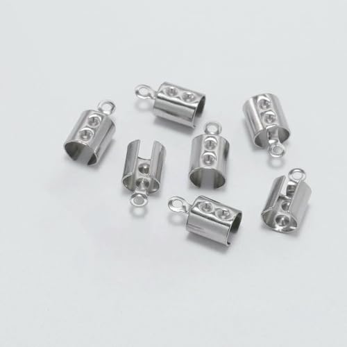 30/50 Stück Edelstahl Gold Seil Kordeln Crimp End Perlenkappen Leder Clip Spitze Falte für DIY Armband Halskette Schmuckherstellung-Stahl 5mm von YFSHC